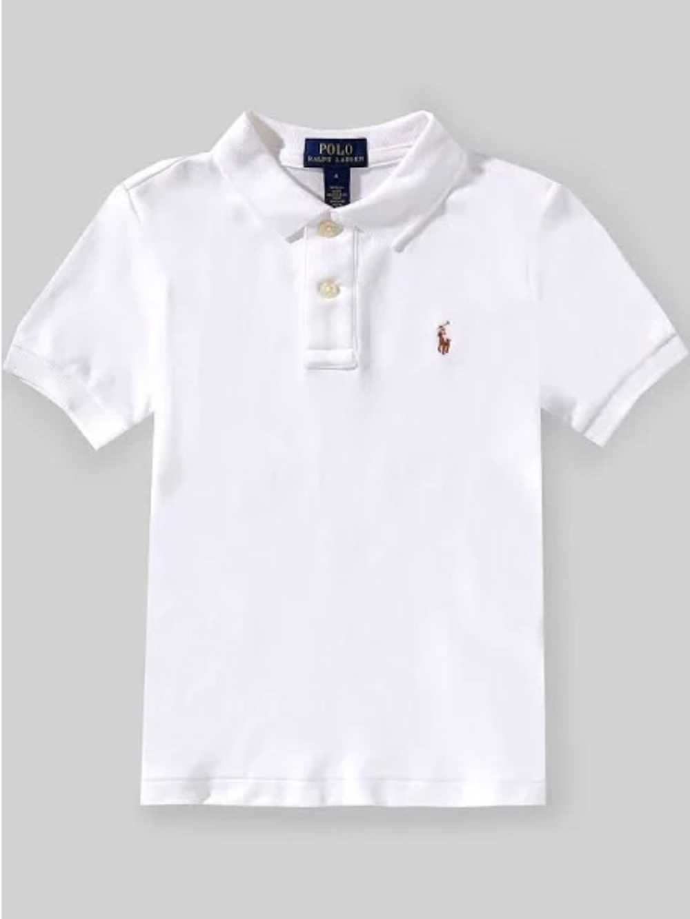 Ralph Lauren White Boy’s Polo with Multicolored Pony 2T
